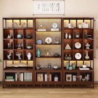 【Giảm Giá Khách Hàng Mới】Kệ Đồ Trang Trí Trà Phòng Khách Kiểu Trung Quốc Mới Bằng Gỗ Thật Tủ Trưng Bày Đồ Nội Thất Phòng