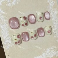 Giảm Giá Khen ngợi Super 99% Mắt Mèo Anh Đào Handmade Mặc Dễ Thương Làm Móng Tay Ngắn Miếng Dán Làm Trắng Da Thành Miếng Dán Móng Tay 25.1.14