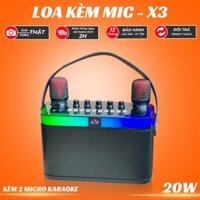 [Giảm Giá] Loa Trợ Giảng X3,Kèm 2 Mic Karaoke, Công Suất 20W, Đa Dạng Kết Nối Bluetooth, USB, Thẻ Nhớ,Cổng AUX