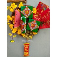 Giảm giá  Mẹt tre bánh chưng, bánh tét dưa hấu, hoa mai vàng, hoa trạng nguyên vàng, trang trí tết, sẵn hàng ạ