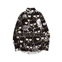 [Giảm Giá] Mùa Xuân Thu Thoáng Mát In Hình Chim Cánh Cụt Áo Sơ Mi Dài Tay Nam Nữ Cặp Đôi Mặc Dạo Phố Phong Cách Preppy Áo Sơ Mi Rời Hợp Thời Trang Áo Khoác Thường Ngày Đổi Quà Tặng Cho Bạn Bè