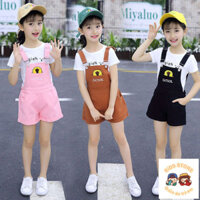 [Giảm Giá] Quần Áo Trẻ Em Quần Áo Bé Gái Phù Hợp Với Quần Áo Mùa Hè Phiên Bản Hàn Quốc Bộ Đồ Hai Mảnh Vừa Lớn Trẻ Em Bé Gái Áo Thun Học Sinh Quần Short