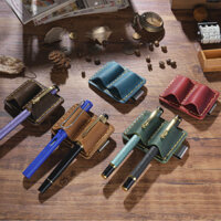 [Giảm Giá] Retro Lớp Đầu Tiên Da Bò Đôi Bút Handmade Ngựa Điên Da TN Du Lịch Sổ Tay Đựng Bút