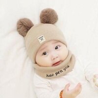 [Giảm Giá] 🎄SET Mũ quả bông + khăn ống xinh yêu cho bé từ 3 tháng đến 3 tuổi