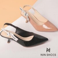 [Giam Giá Sốc] Sandal Cao Gót 5cm - Sandal Nữ Gót Nhọn Da Bóng - Mũi Nhọn Phối Quai Chun