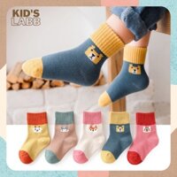 (Giảm giá) Tất cho bé Kid's Labb, set 5 đôi hình con vật chất cotton không xù cho bé từ 1-10kg Hàng đẹp