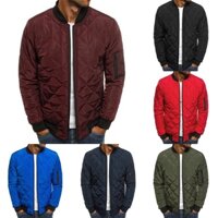 [Giảm giá thanh lý] Áo khoác nam mùa đông ấm áp cho cổ đứng Puffer Zip Up Áo khoác có đệm Quilted Áo khoác ngoài
