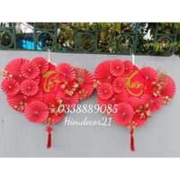 Giảm giá  Vỉ quạt giấy đỏ SIÊU TO trang trí Tết - Trang trí, decor nhà cửa, quán ăn,...