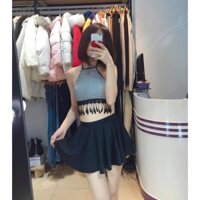 (Giảm giá)Ảnh thật - Đồ bơi bikini nữ 2 mảnh váy liền xoè kín đáo kèm áo có lót, đủ size sexy