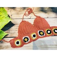 (Giảm giá)Áo bikini len móc đan tay đi biển siêu độc đáo, đủ size 40-60kg (ảnh thật) sexy