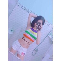 (Giảm giá)Áo bikini len móc đan tay 6  màu phù hợp đi bơi, đi biển (có mút ngực)