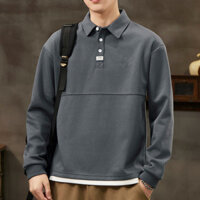 Giảm Mùa Xuân Thu Áo polo Dài Tay Áo Thun Nam Phong Cách Hồng Kông Rời Ve Áo Mỏng Áo Chui Đầu