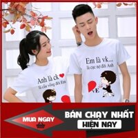 [GIẢM SỐC]  như hình -Áo thun đôi anh là chồng em là vợ ghép tim hình cô dâu chú rể vải đẹp hình in đẹp [SALE HOT]