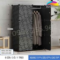 [GIẢM SỐC-size 47cm] Tủ nhựa ghép 6 mẫu đen vân