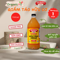 Giấm Táo Hữu Cơ Bragg Mỹ Có Giấm Cái Dấm Táo Giảm Cân Ăn Kiêng Eatclean 946ml Chai Lớn