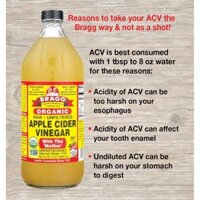 Giấm táo hữu cơ Bragg Organic Raw Apple Cider Vinegar có con giấm