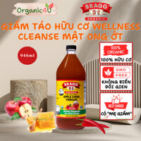 Giấm Táo Wellness Cleanse Mật Ong Ớt Cayenne Hữu Cơ BRAGG Mỹ Có Giấm Cái Dấm Táo Giảm Cân 946ml