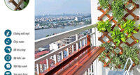 Giàn gỗ đa năng treo tường trang trí ban công, treo chậu hoa, cây cảnh, KT 46x240 cm