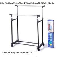 Giàn Phơi Inox Thông Minh 2 Tầng Có Bánh Xe Tiện Di Chuyển