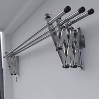 Giàn phơi xếp inox gắn tường không thanh, giàn phơi xếp tường inox, giàn phơi đồ thông minh, giá phơi inox
