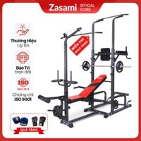 Giàn Tạ Đa Năng Zasami Có xà đơn xà kép gồm 1 đòn tạ 1m5 - Lựa chọn mức tạ đĩa nhựa ngẫu nhiên - 50 kg tạ đĩa nhựa