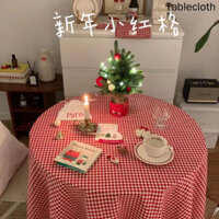 Giáng Sinh Ins Phong Cách Retro Kẻ Sọc Nhung Khăn Trải Bàn Lễ Hội Màu Đỏ Bàn Ăn Cà Phê Sách Khăn Trải Bàn Ngày Lễ Trang Trí Vải