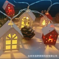 Giáng sinh lễ hội gỗ nhà nhỏ Đèn LED Đèn chuỗi phòng khách sạn phòng ngủ phát sáng không khí tinh tế Đèn trang trí