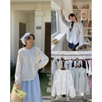 GIANG.CLOSET- Áo sơ mi nữ cổ tròn xếp ly #8803