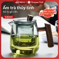 GIANXI 【Có hàng tồn kho】ấm trà thuỷ tinh ấm pha trà giữ nhiệt Nâng cấp dày bộ tách trà Bình Ủ Trà thuỷ tinh lọc trà Xử lý gỗ rắn 530ML