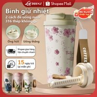 GIANXI【Nâng cấp mới】 Ly giữ nhiệt Coffee Cup 520ml inox 316 cốc giữ nhiệt ống hút tiện lợi dễ thương