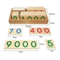 Giáo cụ Montessori - Bộ thẻ số gỗ từ 1- 9000 hỗ trợ học toán loại nhỏ