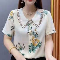 [Giao hàng 24 giờ] Áo kiểu voan hoa mùa hè mới dành cho nữ cỡ lớn in hình thời trang phong cách Hàn Quốc