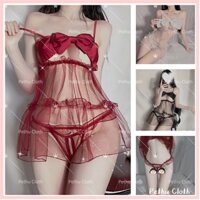 （Giao hàng bảo mật）🎀Đồ Ngủ Sexy🎀2 dây ren mặc nhà Cosplay cao cấp đồ maid+quần lót--018