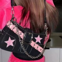 [Giao hàng nhanh] 2022 Phong cách mới Thiết kế Niche Thắt lưng màu hồng Túi đeo vai Star Baguette y2k Hot Girl Chain Túi đeo nách Nữ Quà tặng trao đổi Túi đóng gói