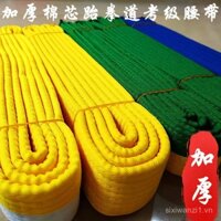 Giao hàng nhanh~ Đai đen cho trẻ em, đai taekwondo dày bằng cotton nguyên chất, đai thi cấp độ thêu chữ, đai vàng, đai đỏ, đai xanh, đai đỏ đen, đai thi đấu