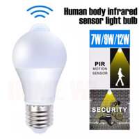 Giao hàng nhanh E27 220V bóng đèn LED cảm biến thông minh 7W 9W 12W Đèn cảm biến tự động Cảm biến chuyển động PIR của con người hồng ngoại