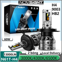 Giao hàng nội thành Hà Nội 2 Bóng Novsight N61T H4 9003 HB2 LED Bóng Đèn Pha Ô Tô 60W 13000LM 6500K/4300K/3000K 3 Màu Đèn LED Cho Chùm Cao/Chùm Thấp/Đèn Sương Mù Cắm Miễn Phí Vận Chuyển