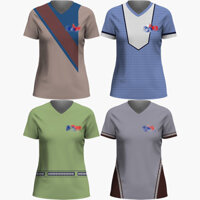 (Giao hàng tại địa phương) Đồng phục giáo viên nữ In Logo Áo sơ mi thăng hoa thay thế mùa hè Ice Silk Nhẹ thoáng khí Áo thun cổ chữ V tay ngắn nữ