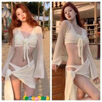 （Giao Hàng Tại Hà Nội）Bộ Đồ Bơi Bikini Thời Trang Bốn Mảnh Sâu Iêu Gợi Cảm Và Thích Hợp Đi Biển Cho Nữ