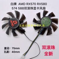 Giao hàng trong 24 giờ = Thương hiệu màu trắng AMD RX570 RX580 574 588 Quạt Card đồ họa bóng kép Quạt Card đồ họa điều khiển nhiệt độ bốn dây