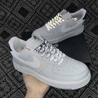 Giao hàng trong 24 giờ = Giao hàng | Dây Giày phản quang mới phù hợp với Nike Air Force 1 màu xám và trắng Không quân số 1 AF1 Chữ phản xạ không sợ hãi Dây Giày mực bắn tung tóe