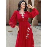 ✨Giao hàng trong 24 giờ✨Aibo 0312BA5175 bán chạy mẫu mới may thủ công sâu V xẻ tà phía trước gợi cảm thời trang Trung Đông nữ