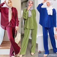 ✨Giao hàng trong 24 giờ✨M908 # nhà máy bán hàng trực tiếp quần áo phụ nữ Malaysia Indonesia Bộ quần áo thời trang xếp ly rộng rãi Bộ quần áo