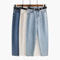 [Giao hàng từ Thái Lan] Quần jean Harlan phiên bản Hàn Quốc dành cho nữ sinh mùa hè Phong cách mới Phù hợp với eo cao dáng rộng thon gọn hơn mắt cá chân @ -