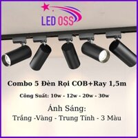 💥Giao Hỏa Tốc💥Combo 5 Đèn Led Rọi Ray Ống Bơ 12w /20w /30w + 1 Thanh Ray 1m5, Đèn Rọi Cổ Dài Trang Trí Cửa Hàn