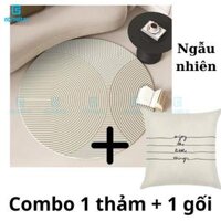 [Giao Ngẫu nhiên] Combo 1 Thảm 1 Gối, Thảm Trải Sàn Bali hình tròn (1m x 1m), Gối vuông 45x45 vải canvas tựa lưng êm ái