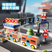 Giao ngay mới xe lửa điện đường sắt trẻ em Giáo Dục Thành phố chủ đề lắp ráp vòng cầu vượt xe lửa Đồ chơi cậu bé bán buôn mặc cả quà tặng sinh nhật