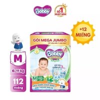 Giao ngay [tặng 12 miếng] tã quần Bobby size M 112+12 miếng gạo non organic dưỡng da, ngừa hăm
