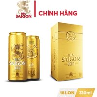 [GIAO NHANH 1H] Bia Sài Gòn Gold mới thùng 18 lon x 330ml (lon cao)