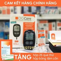 [Giao nhanh 30p] Máy đo đường huyết OGCare Chính Hãng - Ý -Tặng kèm 01 hộp 25 que, 01 hộp 100 bông tẩm cồn